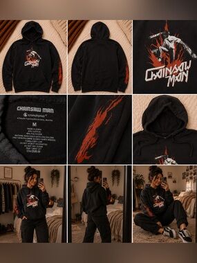 Chainsaw Man Black Graphic Hoodie - Official